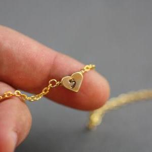 14 K Gold Personalized Heart Necklace- Initial..