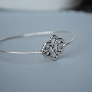Silver Celtic Knot Bangle- Silver Bracelet-..