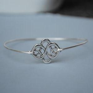 Silver Celtic Knot Bangle- Silver Bracelet-..