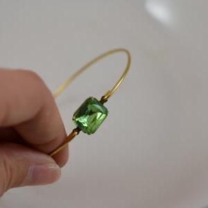 Peridot Green Vintage Glass Bangle ..