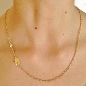 Arrow Necklace-gold Piercing Arrow Necklace-..