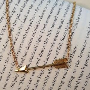 Arrow Necklace-gold Piercing Arrow Necklace-..