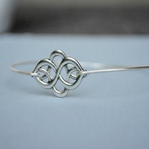 Silver Celtic Knot Bangle Set- Silver Bracelet-..