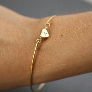Gold Heart Bangle Bracelet-Simply G..