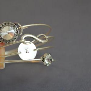 Sparkle Bangle Bracelet Set- Silver..