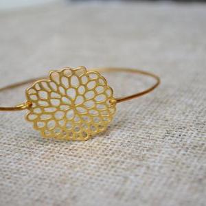 Honeycomb Bangle Bracelet- Gold Bangle - Geometric..