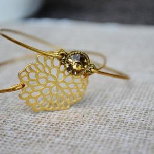 Honeycomb Bangle Bracelet- Gold Bangle - Geometric..