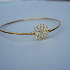 Flower Bangle Bracelet- Gold Bangle - Geometric..