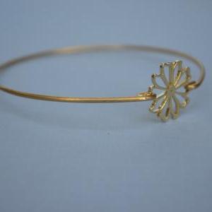 Flower Bangle Bracelet- Gold Bangle - Geometric..