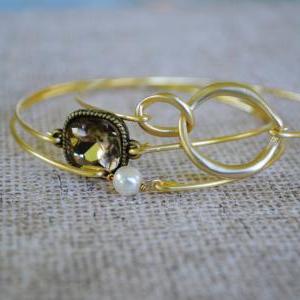 Gold Bangle Bracelet- Bronze Bangle- Infinity Gold..