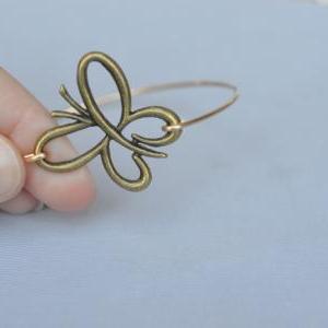 Butterfly Brass Bangle Bracelet- Bronze Bangle-..