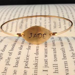 Personalized Gold Bangle- Stamped Bangle- Gold..