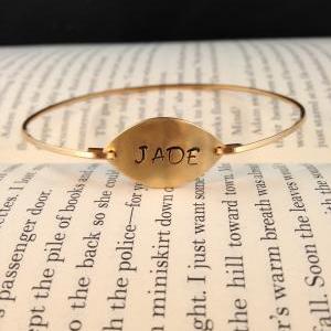 Personalized Gold Bangle- Stamped Bangle- Gold..