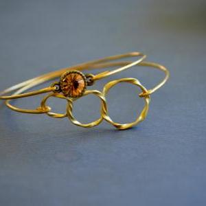 Gold Bangle Bracelet- Triple Ring B..