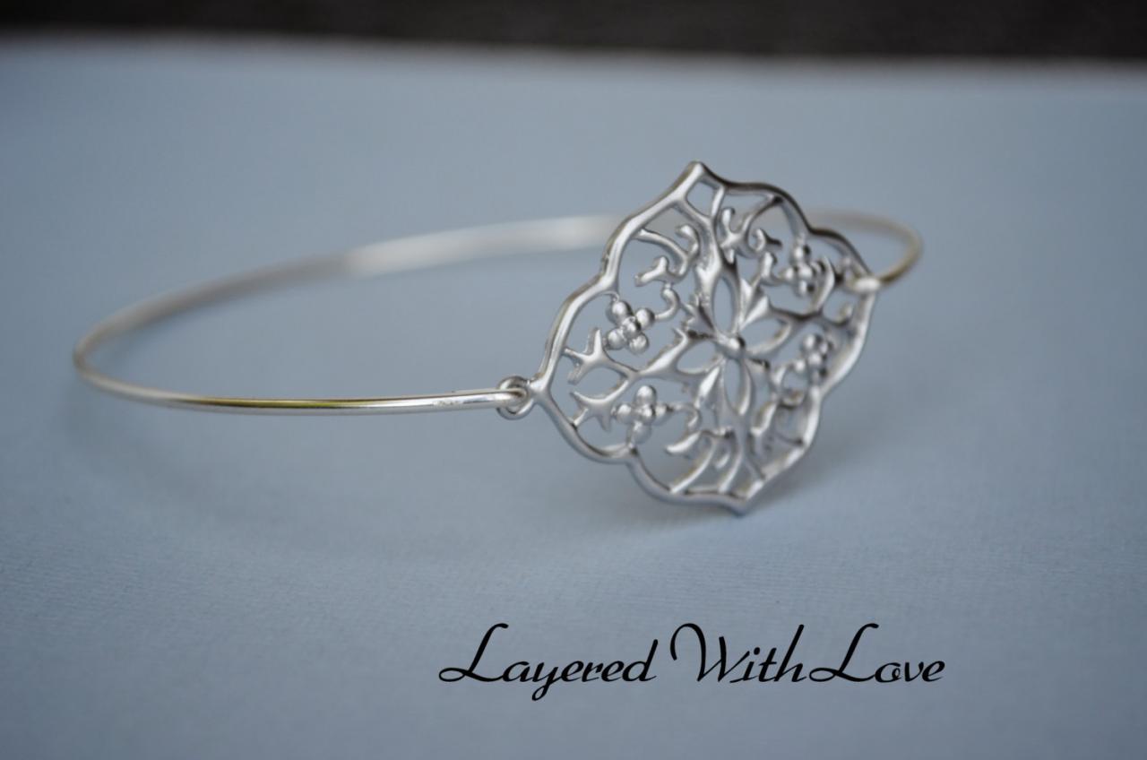 Silver Filigree Bangle- Silver Bracelet- Geometric Bangle- Bangle- Silver Jewelry- Bridesmaids Gifts-wire Bangle