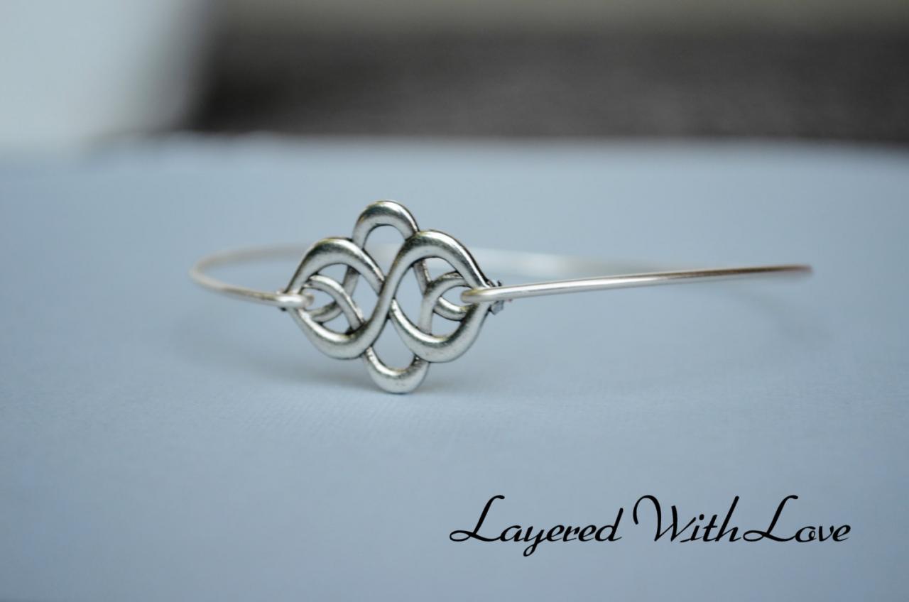 Silver Celtic Knot Bangle- Silver Bracelet- Geometric Bangle- Knot- Silver Jewelry- Bridesmaids Gifts- Minimalist Jewelry