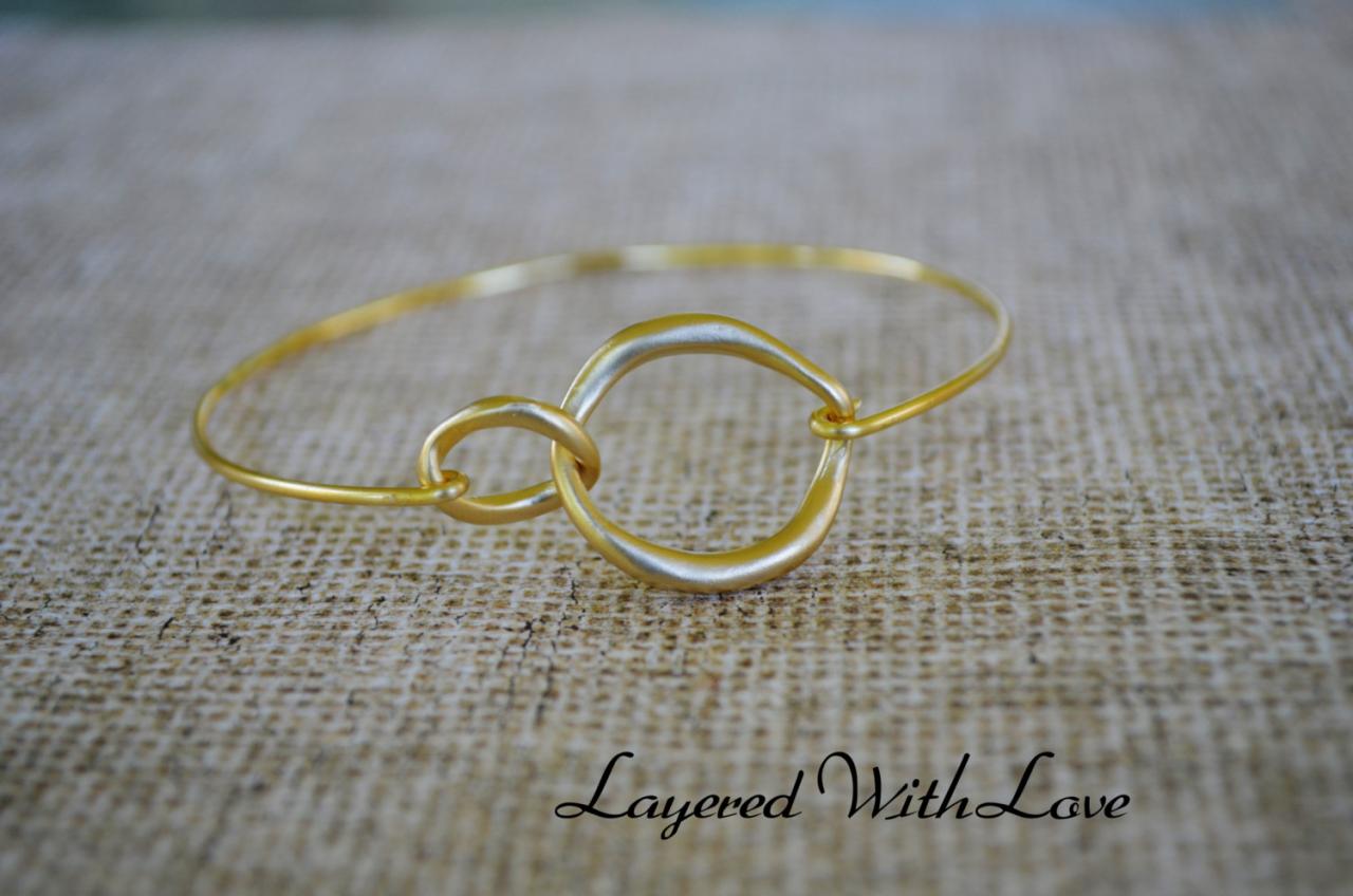 Gold Bangle Bracelet- Bronze Bangle- Infinity Gold Bangle- Bridesmaids Gift Ideas- Casual Wear- Minimalist- Wire Bangle- Filigree