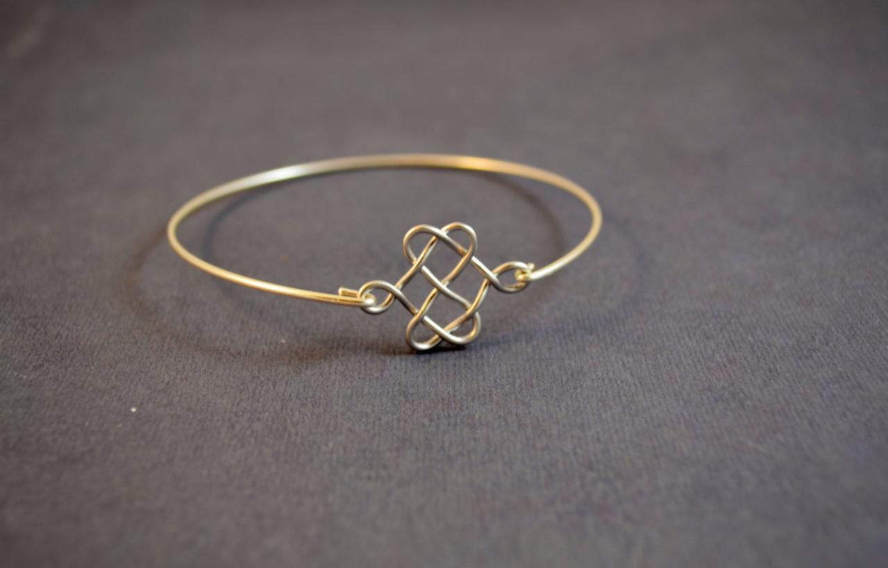 Cursive Silver Celtic Knot Bangle- Silver Bracelet- Geometric Bangle- Knot- Silver Jewelry- Bridesmaids Gifts- Minimalist Jewelry